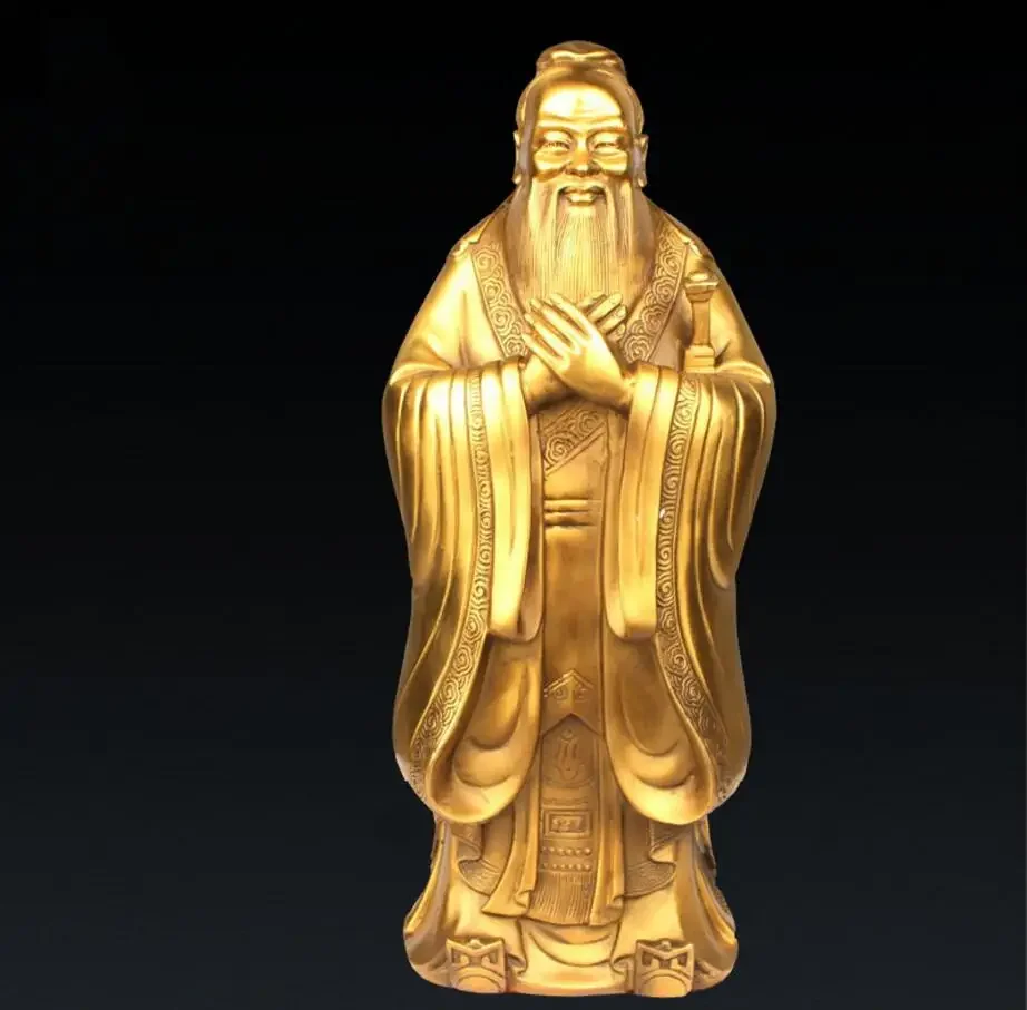 Copper Statue Pure copper Confucius statue decoration study office home decoration Confucius bronze statue academic crafts decor