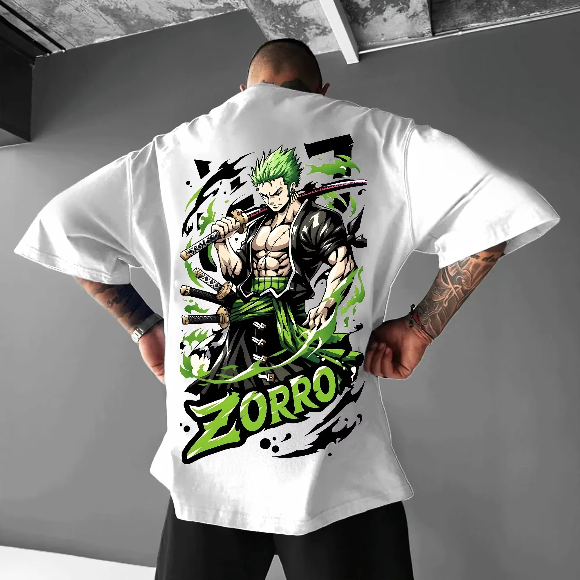 

ONE PIECE peripheral products Zoro oversized printed men's street T-shirt summer casual cotton breathable casual top