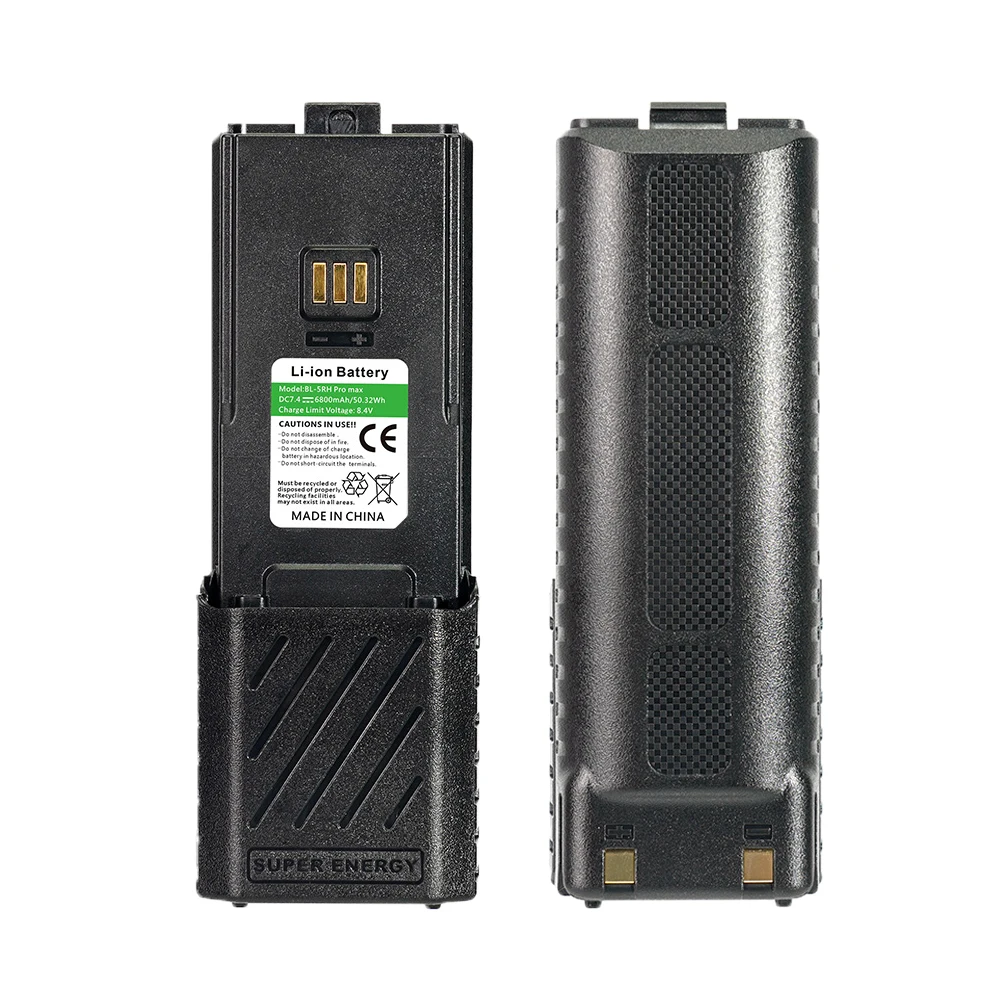 Baofeng UV-5RH Enlarge Long Battery Real 6800mAh Type-C Li-ion Battery for Walkie Talkie UV-5RM AR-5RM GM-5RH BF-K5Plus Radios