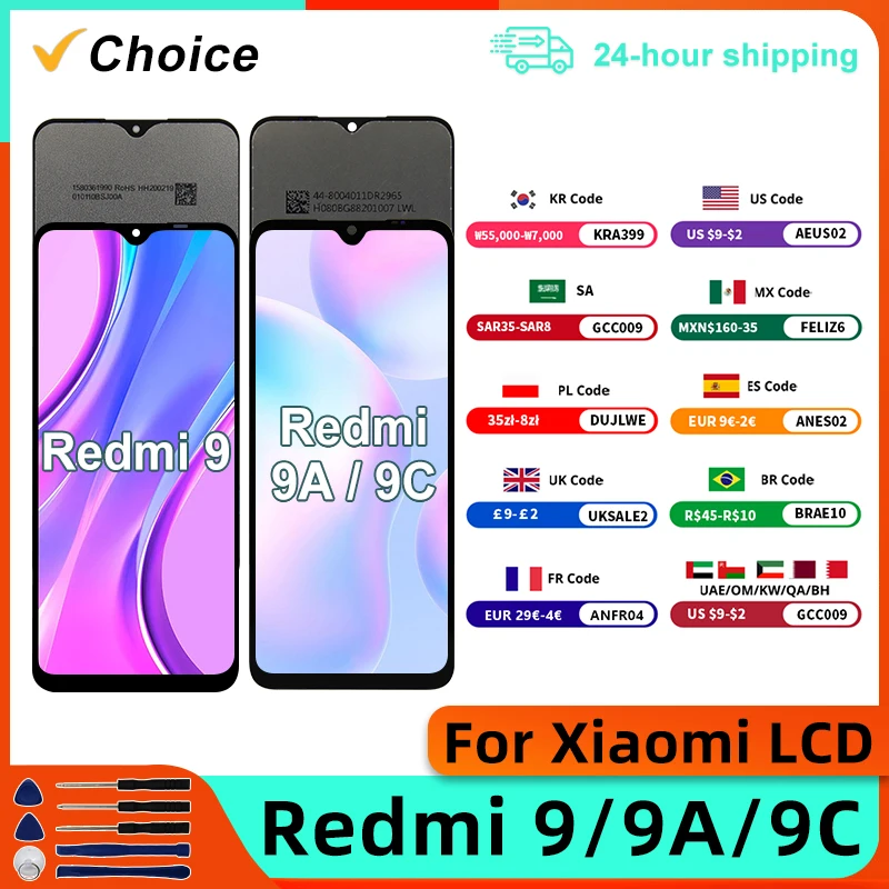 Numériseur d'écran tactile d'affichage à cristaux liquides pour Xiaomi Redmi 9, 9A, 9C, 6.53 