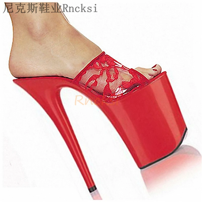 

Rncksi 2020 summer hot selling women's thin heel waterproof baking paint shoes photo shoes super high heels Lace Joker Shoes