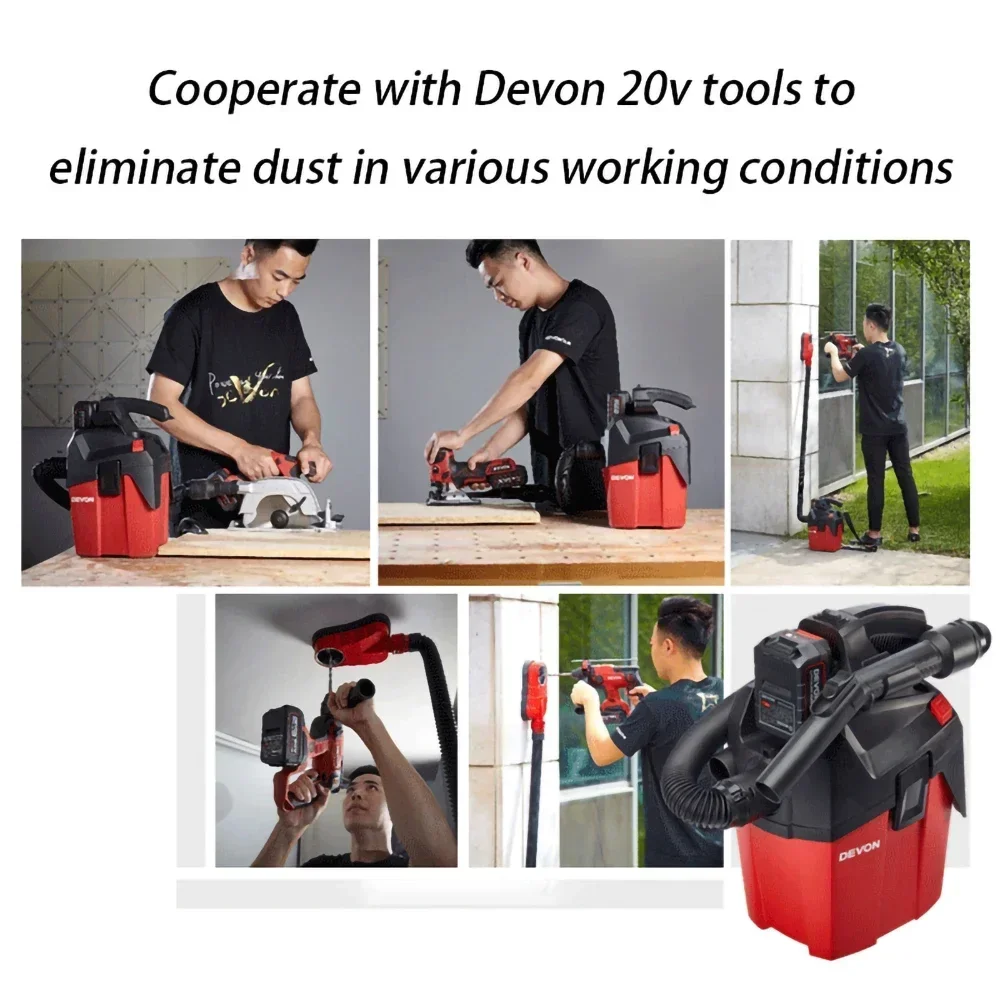 Devon Aspirador Brushless 4713 12KPa 1.4 Medidor Cúbico/min 2 Velocidade 20V Adjuatable para a Limpeza do Carro Gardon e ConstructionSite