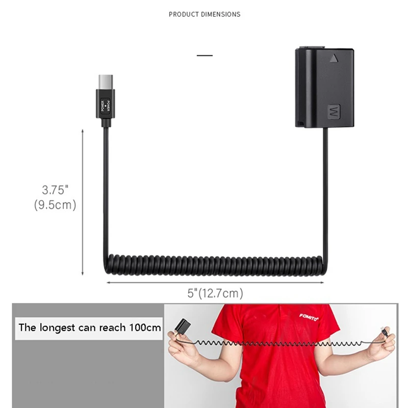 Type-C NP-FW50 Dummy Battery DC Power AC Adapter AC-PW20 For Sony A7R A7 A7M2 A7M2 A6300 6400 6500 6000 6100 Camera