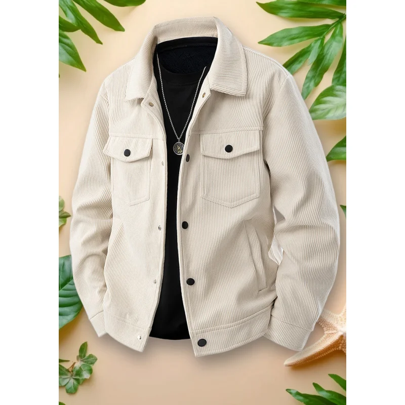 

GIOIOMen's Jacket，Spring and Autumn Corduroy Anti-Wrinkle Non-Iron Workwear Casual Jacket，Men's Clothing