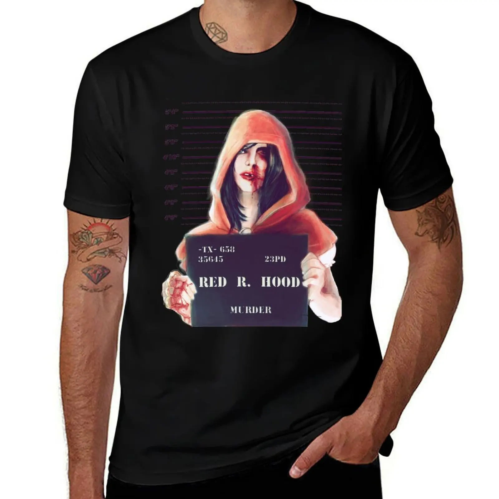 

Red ridding hood mugshot T-Shirt t shirt man plain t shirt man designer T-Shirt