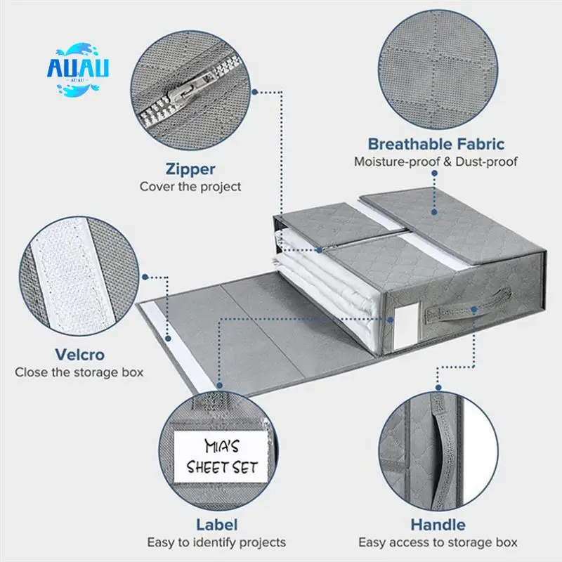 

AUAU-Handheld Fabric Storage Box Folding Clothes Storage Box Household Clothes Bedding Storage Bag