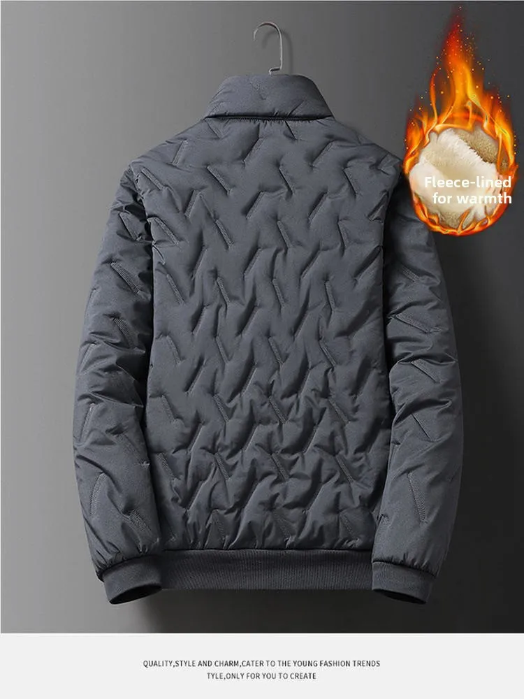 

Men's Thiened Lamb Velvet Jaet Winter Warm Cotton Clothes Youth Fce Lined Loose Faionable Top Casual Wear