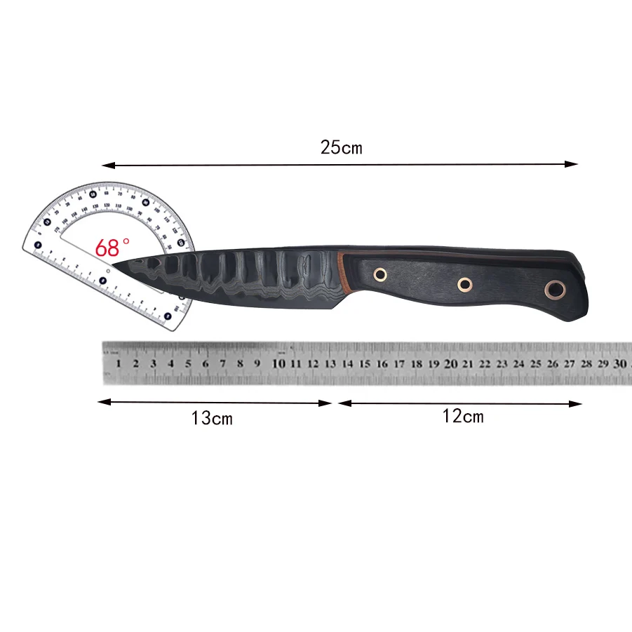 5 Inch Utility Knife Tricolour Copper Damasus Steel Blade Paring Barbecue Cleaver Handmade Forged Kitchen Knives Cooking Tools