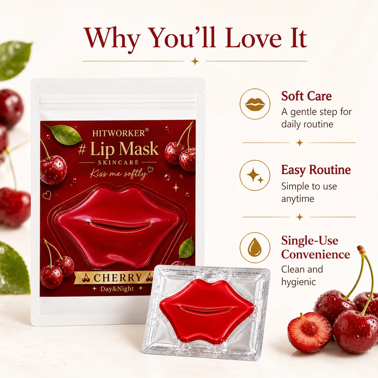 10Pcs Cherry Lip Skincare Mask - đánh giá và giá Skincare Routine