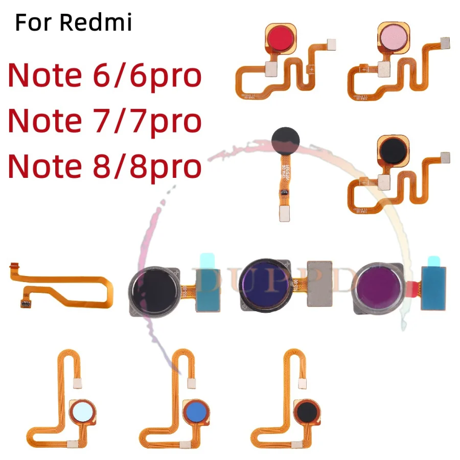 100% Original For Xiaomi Redmi Note 6 7 8 Pro 6Pro 7Pro 8Pro Fingerprint Sensor Home Button Return Key Flex Cable Replacement