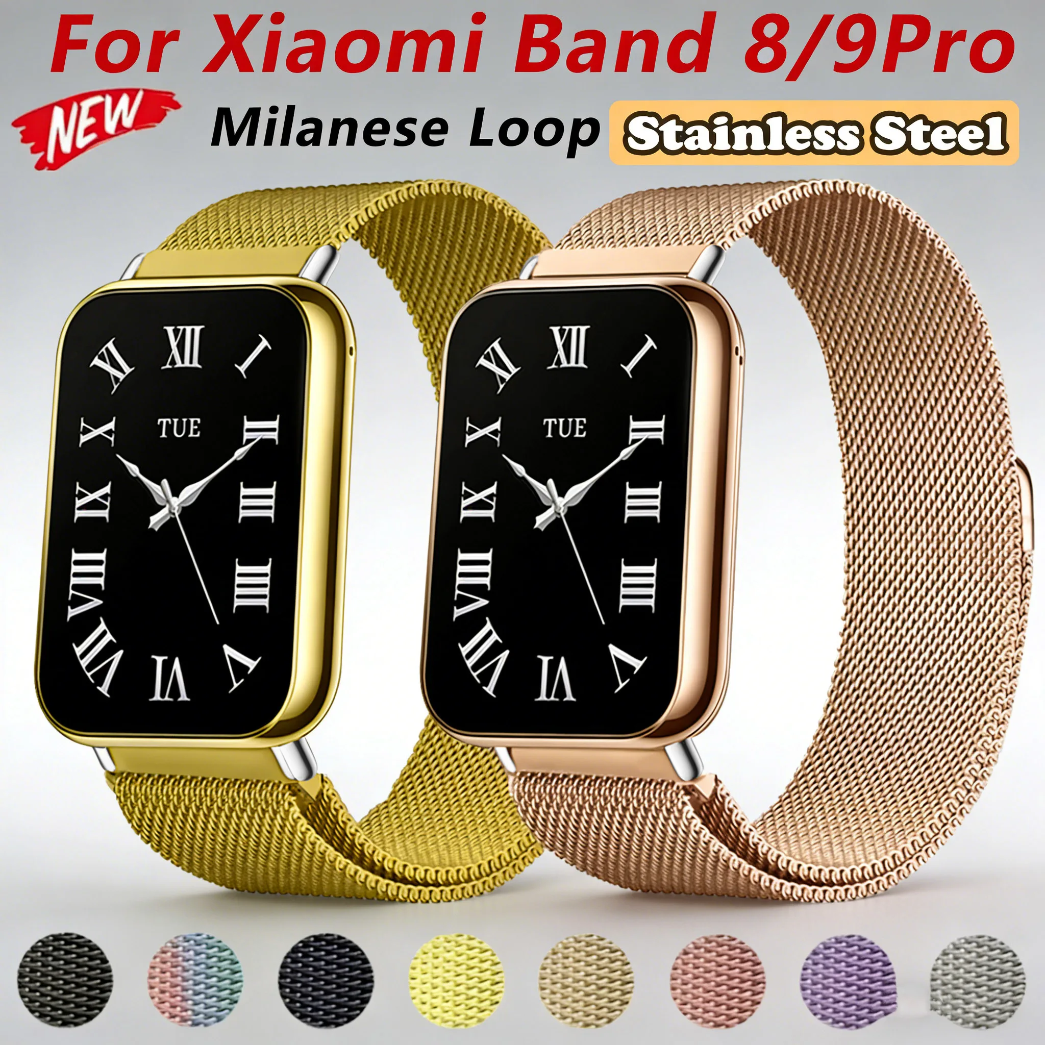 Mesh-Armband für Xiaomi Mi Band 9 10 Pro/Mi Band 8 Pro Armband Milanaise-Schlaufenband Gürtel Correa für Redmi Watch 4 5 6 Zubehör