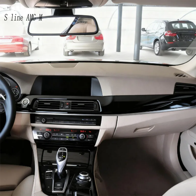 لسيارات BMW 5 Series F10 F18 2011-2017 RHD محرك السيارة بدء التبديل زر منفذ الهواء لوحة القيادة غطاء لوحة التروس ملصق الكسوة