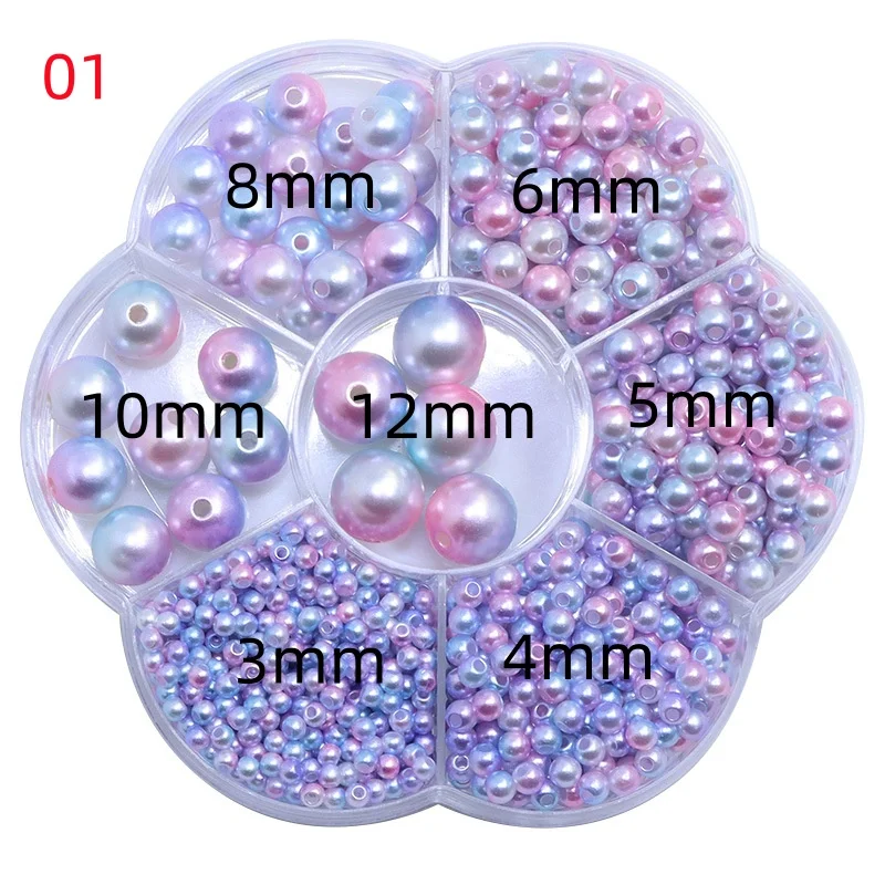1150pcs/box Acrylic Pearl round Beads 3-12mm Mix Size for DIY Jewelry Making Bracelets Necklaces Sewing
