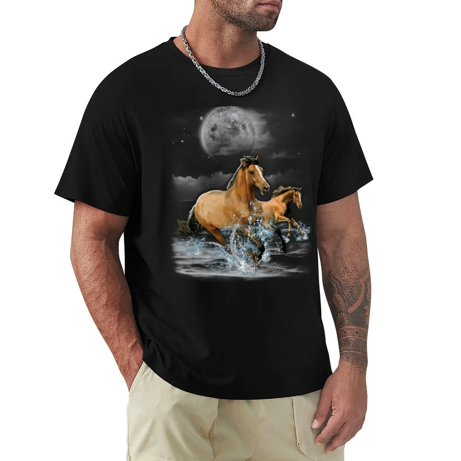 

Wild Horses Running On The Beach T-Shirt customs plus size tops vintage mens t shirts top quality