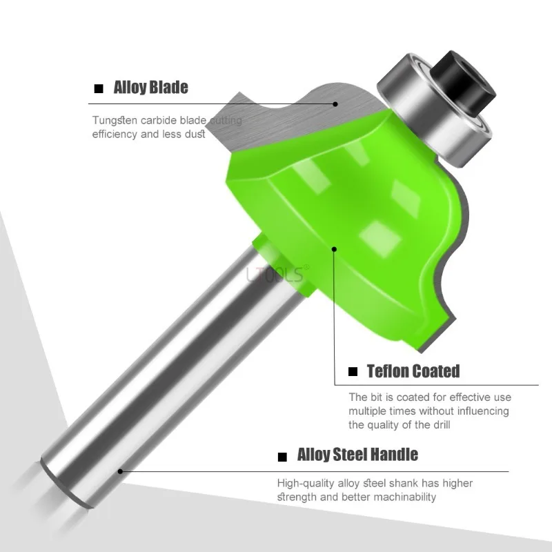 Woodworking Milling Cutter 1/4 Shank Router Bit Set Edge Trimming Cutter Tungsten Carbide Blade Durable Woodworking Tool Parts