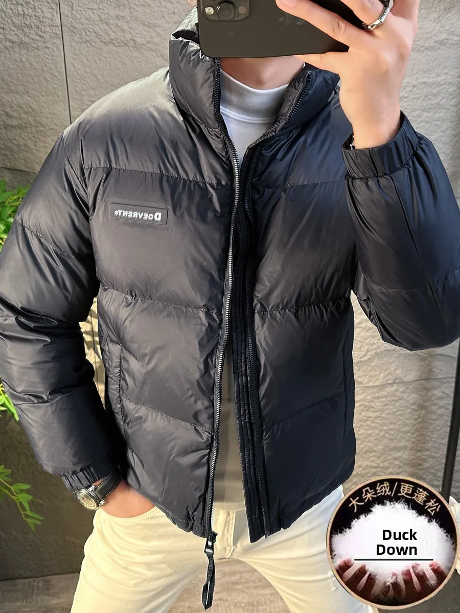 

Модная легкая теплая мужская пуховая куртка с воротником-стойкой, новинка зимы 2025, высококачественная европейская модель из полиэфирного волокна