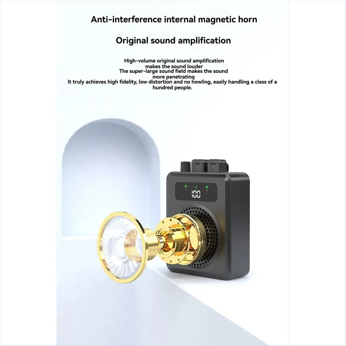 828 Mini Wireless Megaphone Speaker with Lavalier Microphone Portable Voice Amplifier for Teachers Tour Guides Coaches Black