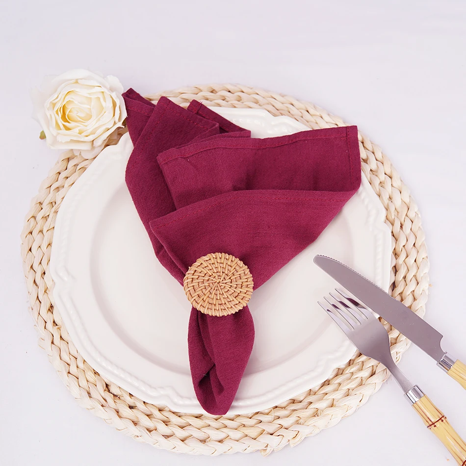 50PCS Cotton Cloth Napkins, 40x40cm Durable Square Table Napkin, for Wedding Kitchen Party Dining Room Decoration