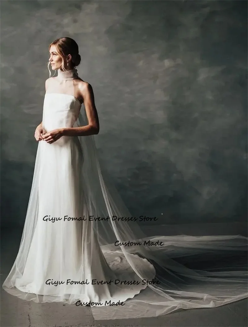 Giyu Simple Mermaid Two Pieces Wedding Dresses With Coat Soft Tulle Bridal Gowns Women Mariage Robe Vestidos de noiva