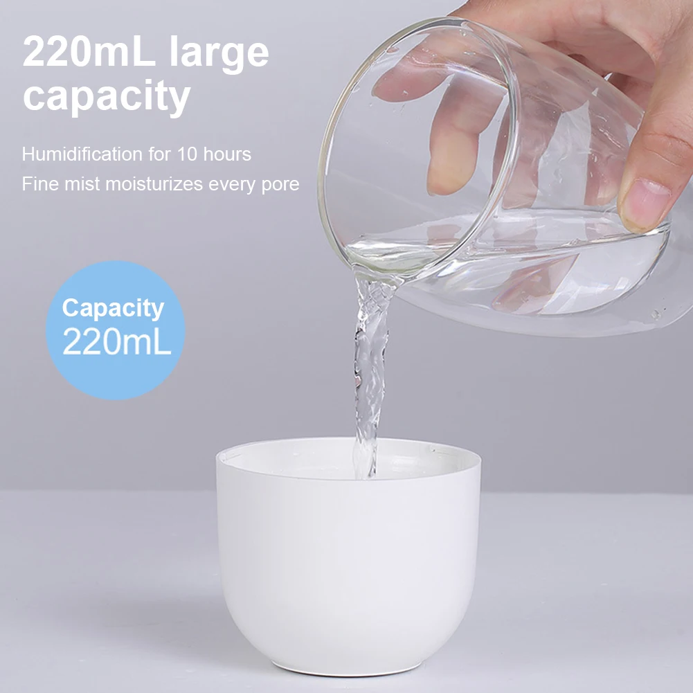 Mini umidificador portátil com luz ambiente LED, difusor de óleo de aromaterapia, energia USB, carro e casa, saída 5V, 220ml