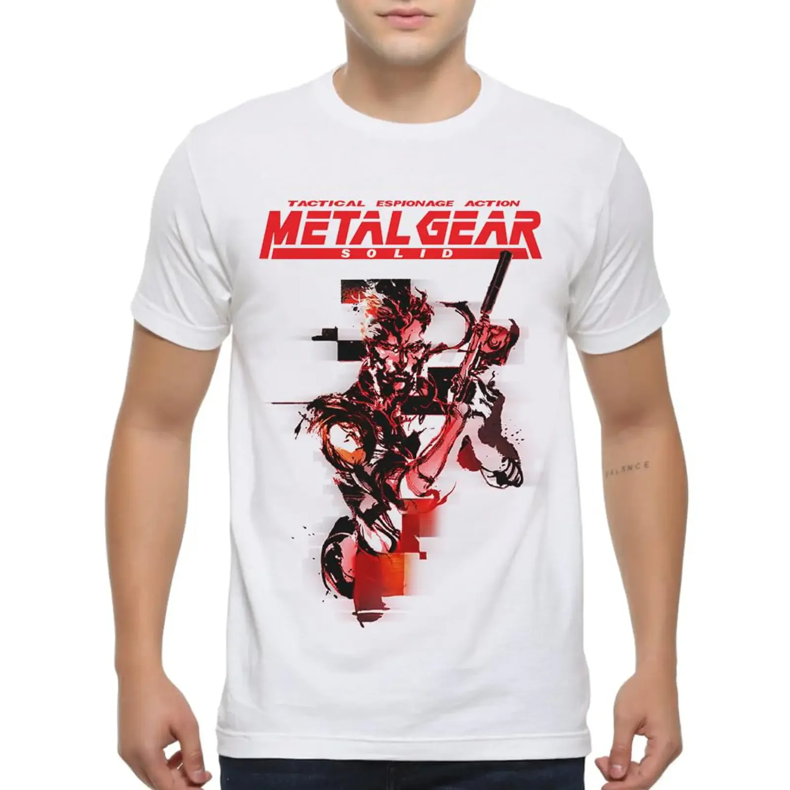 Metal Gear Solid T-Shirt im Vintage-Stil, gewaschen, atmungsaktiv, bequem, modisch, stilvoll, leicht grafisch, Unisex