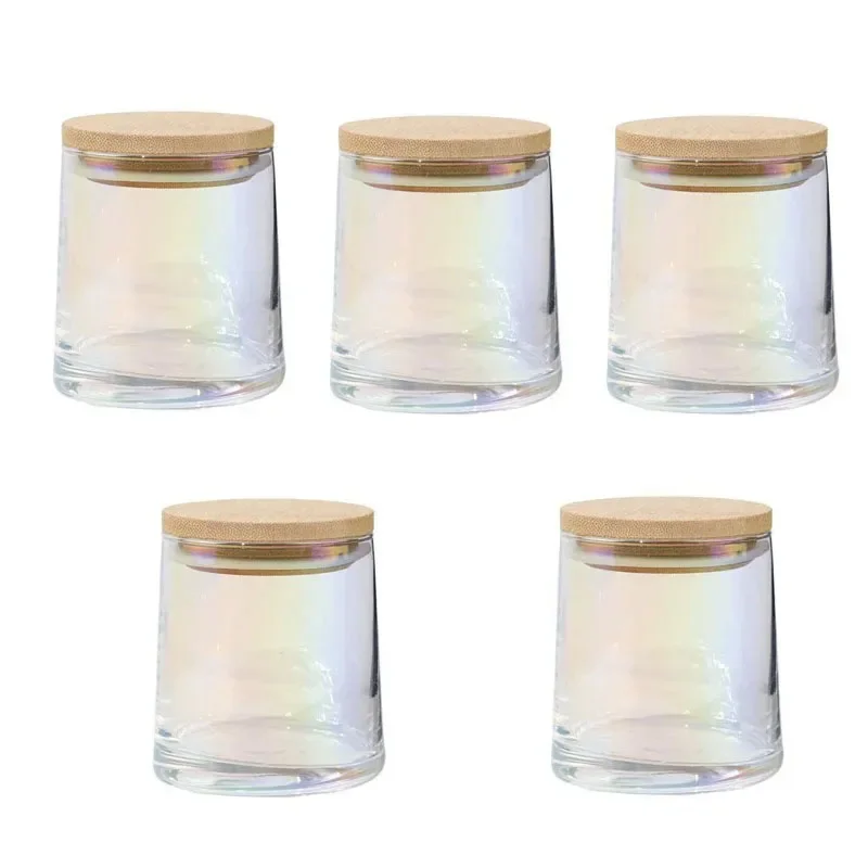 Thick Candle Jars for Making Candles 5Pcs, Empty Jars with Wood Lids for Candle Making, Sample Container