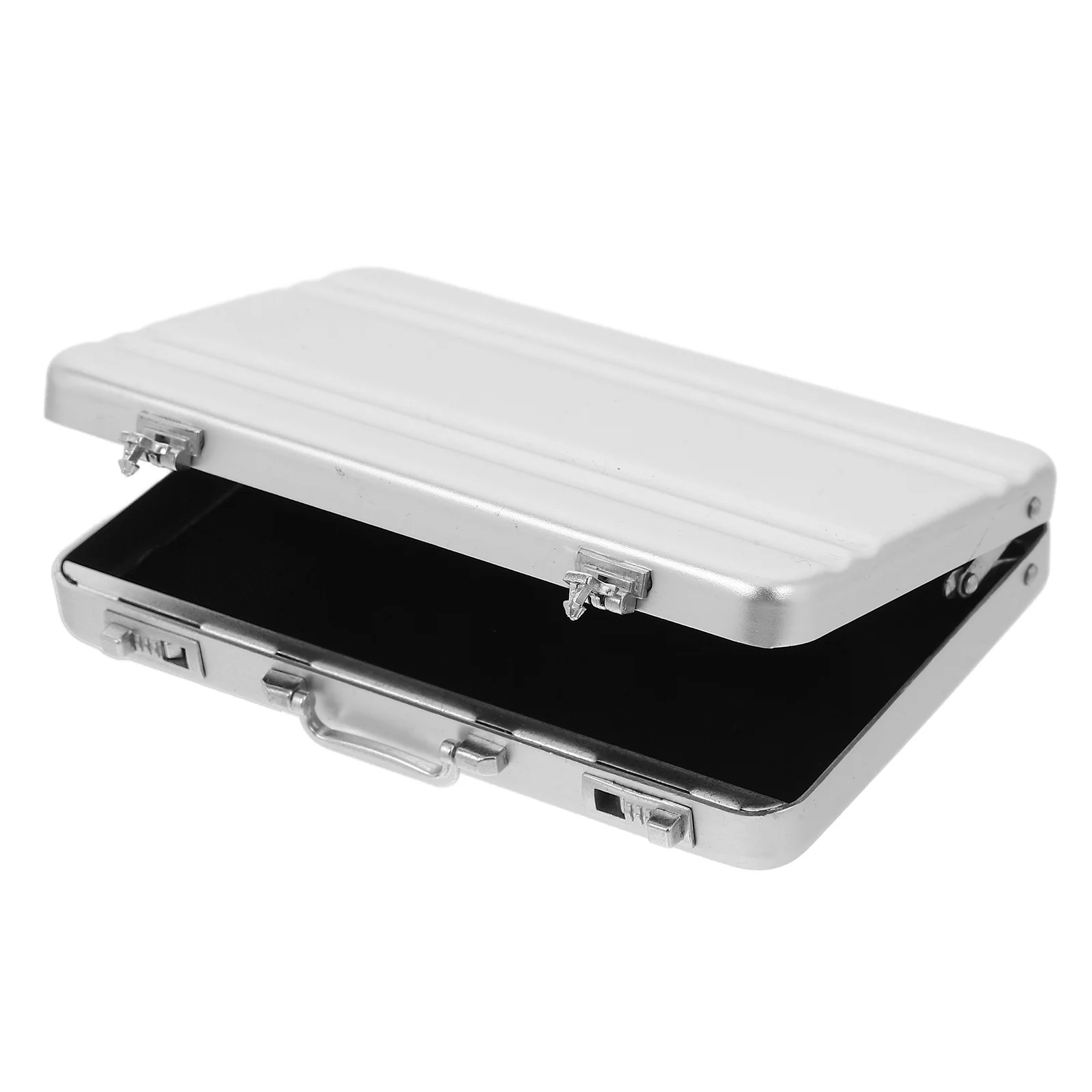 Portable Aluminum Alloy Business Card Box Name Cards Organizer Convenient ID Card Storage Case with Handle Suitcase Shaped Card