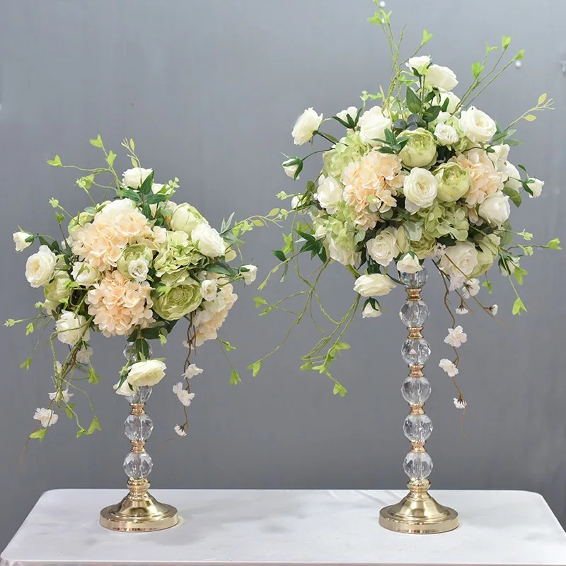 Flow crystal feather simulation flower ornament, wedding banquet hotel restaurant high-end creative desktop decoration table