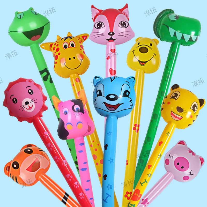 PVC Children's Inflatable Toys Animal Head Stick Wholesale Inflatable Stick Animal Stick Giraffe Push Gift