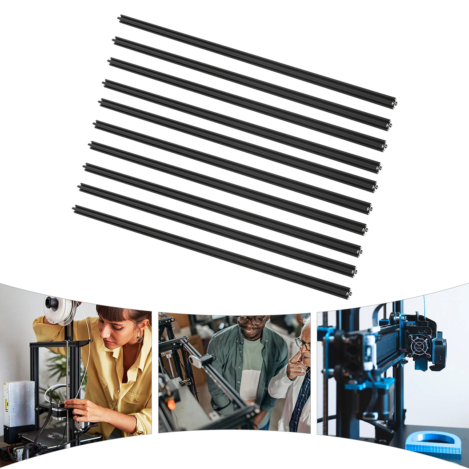 20*20*1000mm 2020 T-Slot Aluminum Extrusion For CNC 3D Printer Black 10 Packs US