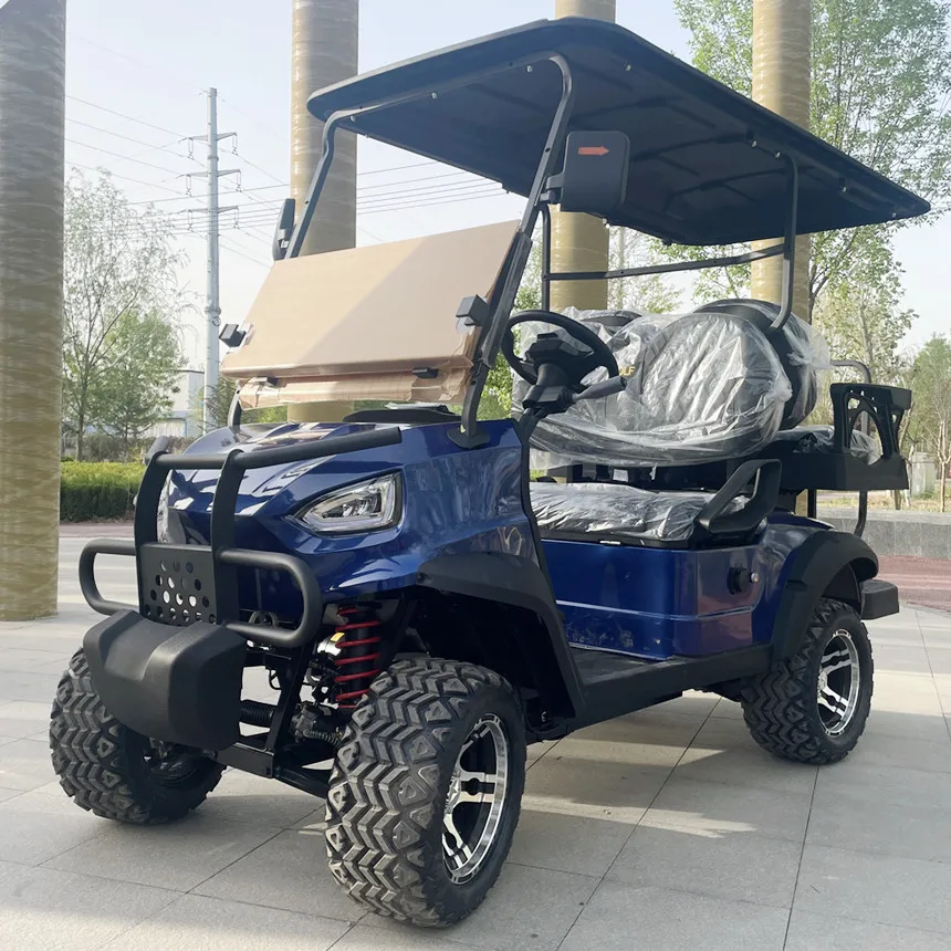 Hot Selling Electric Kart Golf Cart With Folding Windshield With Touch Screen Multimedia Player Golf Cart Model D 4 Seat