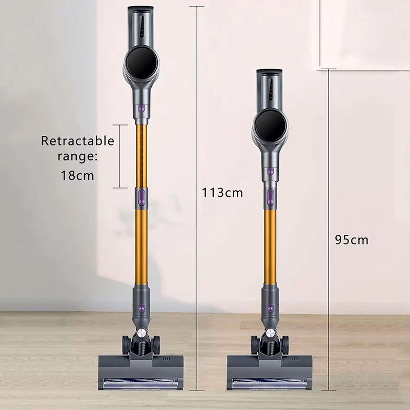 Poderoso aspirador de pó portátil sem fio para casa 30kPa 250W de alta potência vassoura vertical elétrica iluminação LED limpador sem fio