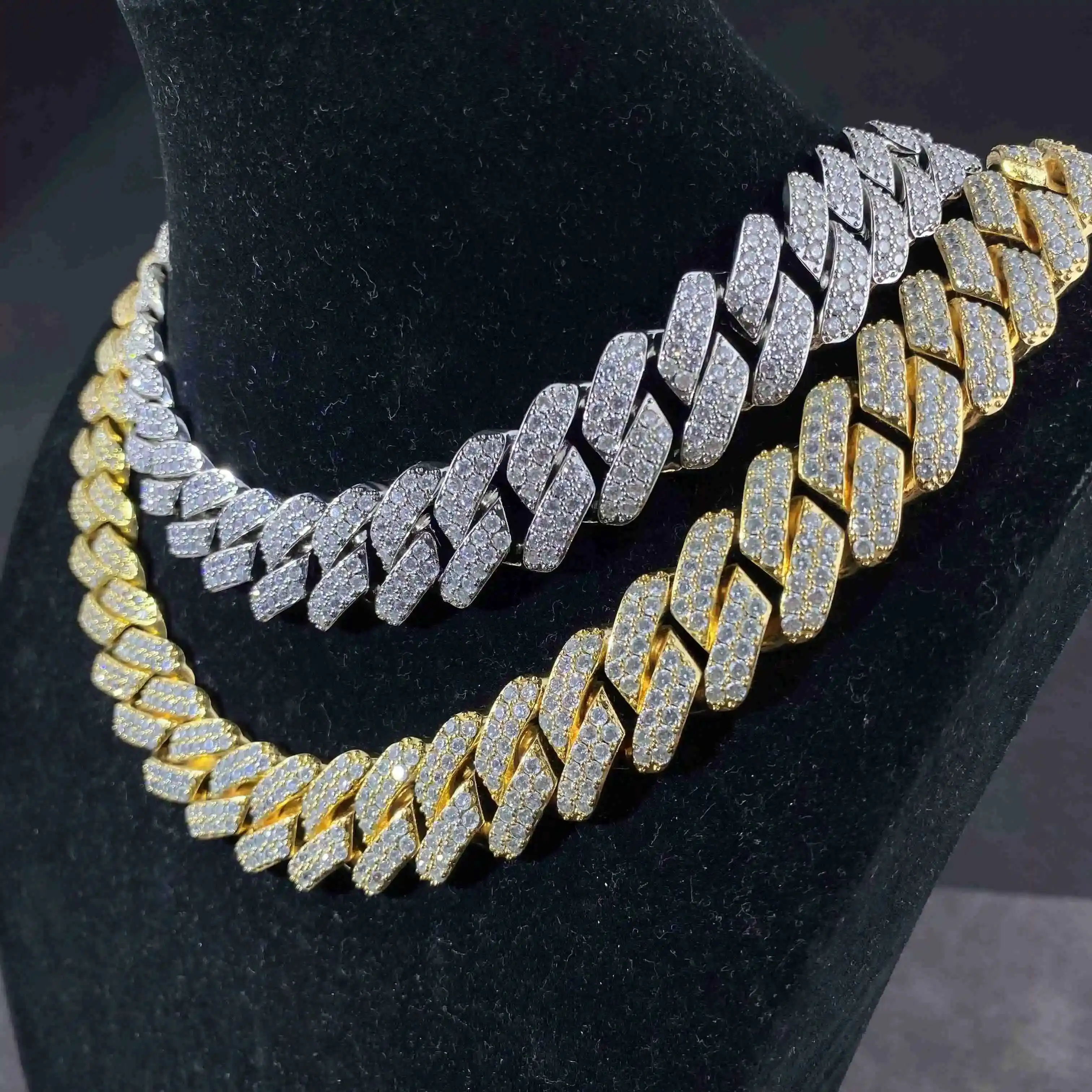 

Hip Hop Quality 2 Row Rounded Cubana Hip Hop Jewelry Fancy Cuban Link Chain Mens Necklace for Men Women