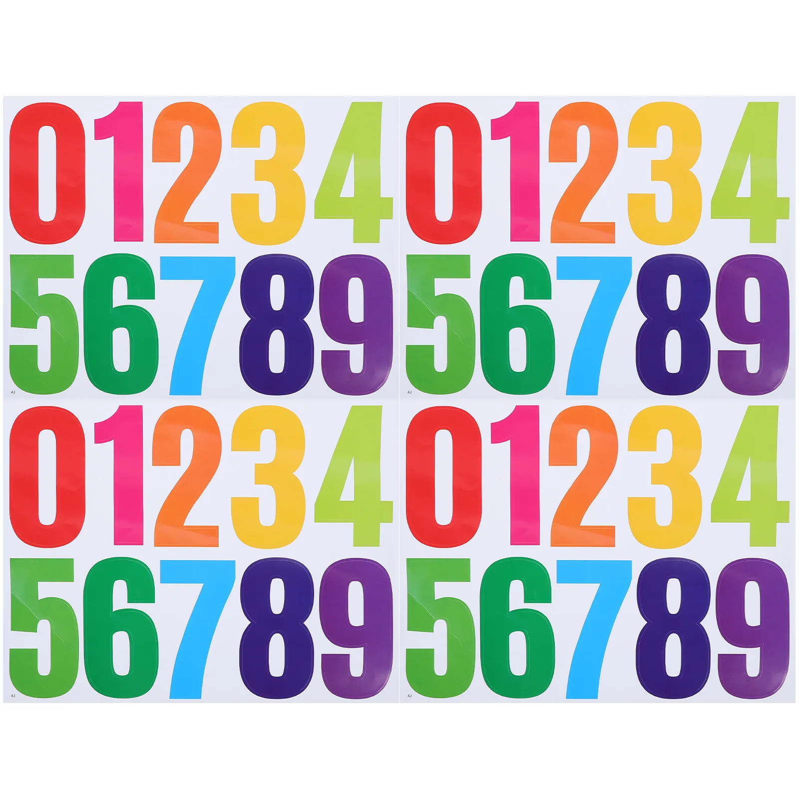 4Sets Self Adhesive Waterproof Vinyl Number Stickers Colorful High Visibility 4 Inch Labels for Mailbox Trash Can Warehouse