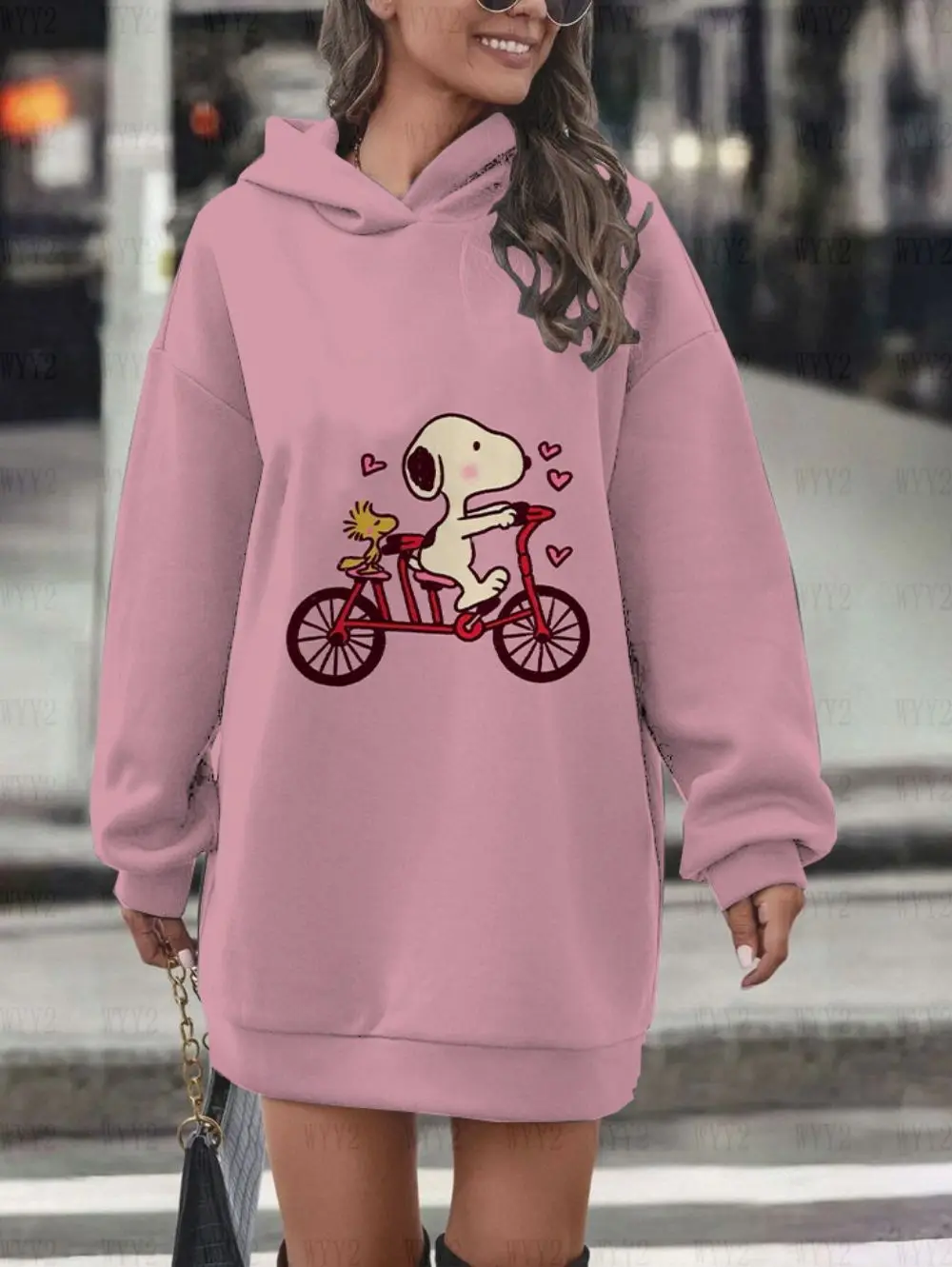 25 New Fashion Trend Casual Women's Disney Snoopy Pattern Print Women's Hoodie Dress Autumn and Winter Girls Sweatshirt