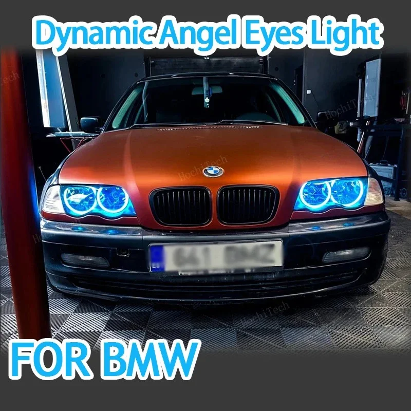 Dynamic RGBW multi-color Mobile Control LED Angel Eyes Bulb  Ring Lamp for BMW 3 5 7 Series E46 E39 E38 Flowing Turn Signal