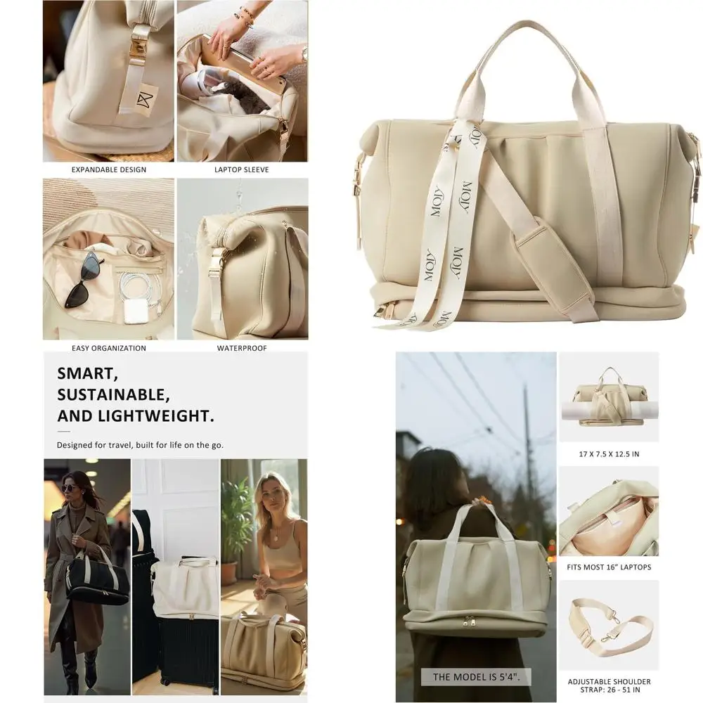 

Women's Waterproof Gym Bag, Travel Tote, Yoga and Weekender Bag, Personal Item Carry-On