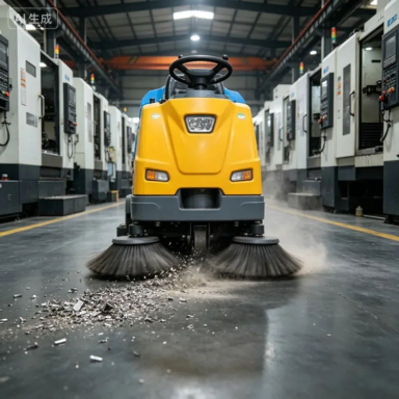 

Automatic Battery Powered Ride-On Floor Sweeper and Road Cleaning Machine for Industrial Factory Ground, Outdoor Parking Lots