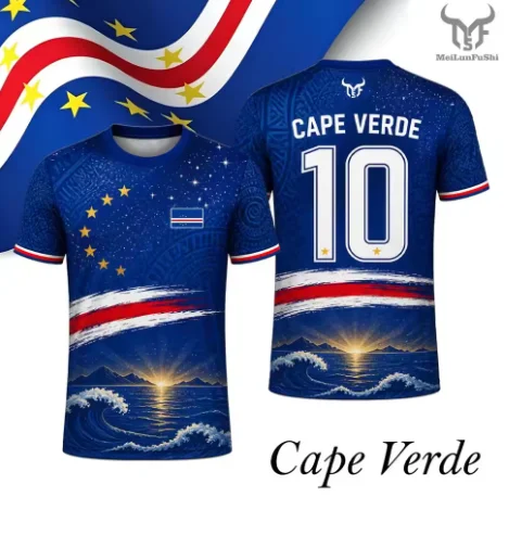 Cape Verde Flag Printed Jersey 2026 New Men Quick Dry Breathable Football Training Uniform Men's And Women's Casual Streetwear