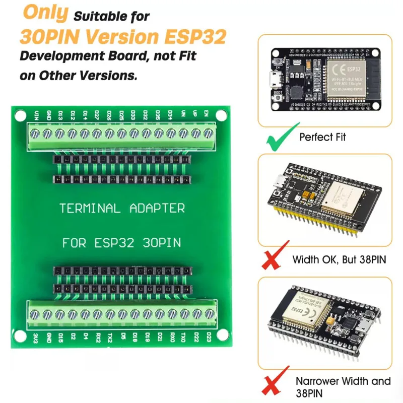ESP32 Development Board NodeMCU-32S ESP32-32D 32U 30Pin WiFi‑Compatible Bluetooth Module Dual Core Ultra-Low Power