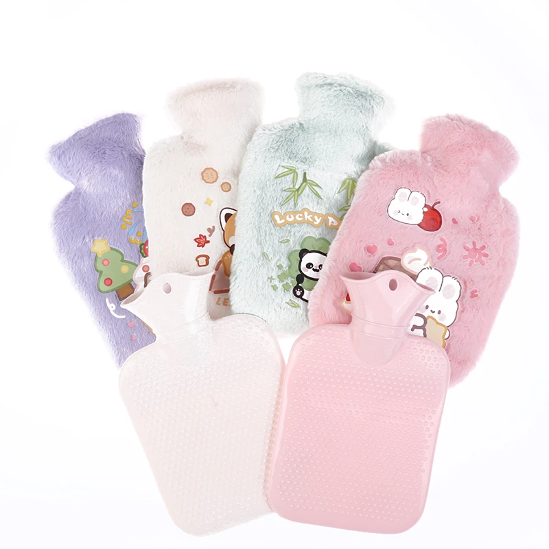 Cute Rabbit Hot Water Bottle Bag For Girls Plush Shoulder Hand Warmer Heat Pack Warm Belly Instant Hot Pack Winter Heating Pad