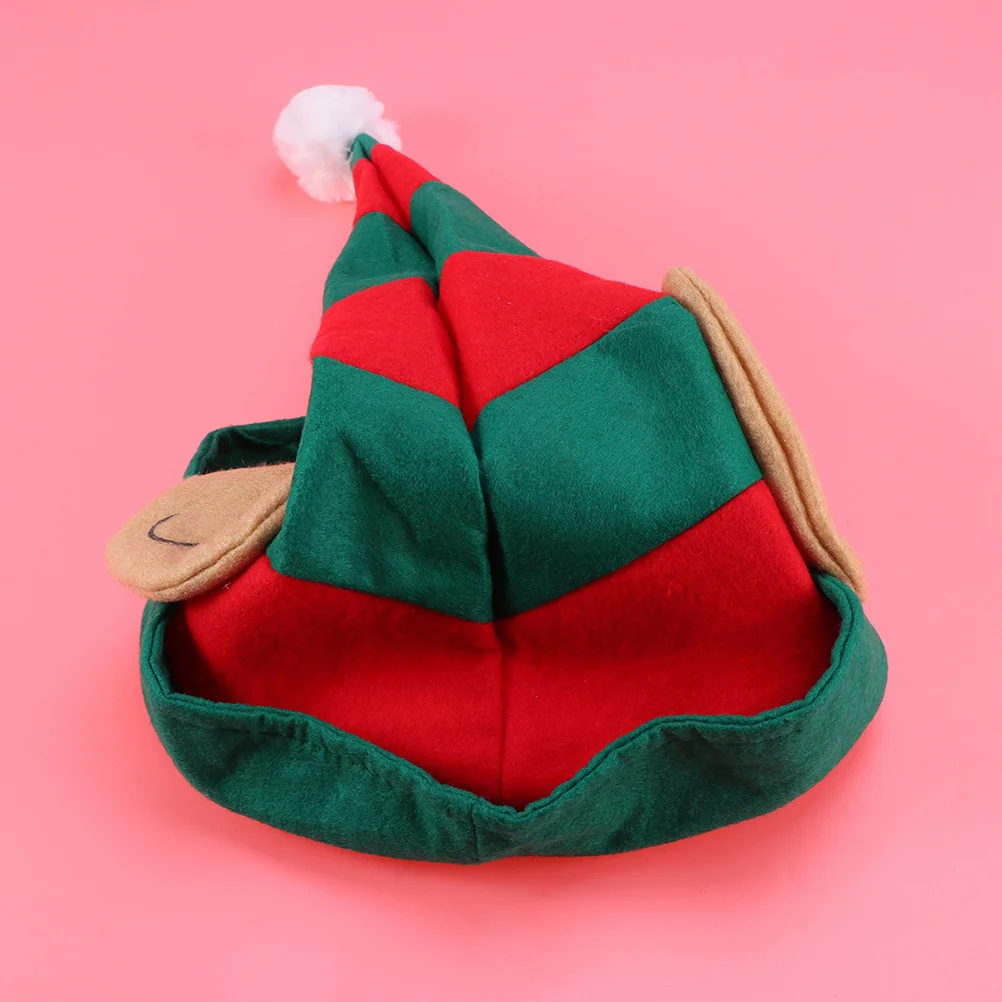 

1Pcs Elf Hat Red Green Striped Design Christmas Party Photo Prop Costume Headwear for Men Women Christmas Hat