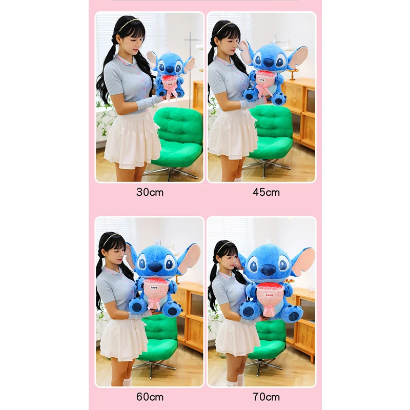 アニメディズニーリロとスティッチぬいぐるみカップル漫画ぬいぐるみかわいいバレンタインデーローズスティッチ人形ぬいぐるみ子供クリスマスギフト