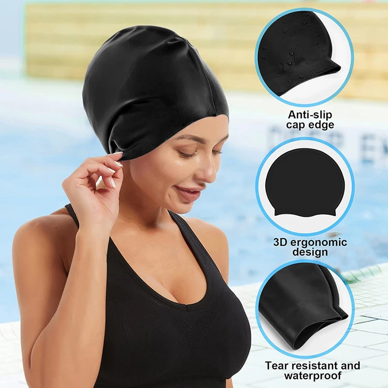 Silicone Swimming Cap for Long Hair Braid Summer Men Women Waterproof Swim Cap Ear Protection Diving Hat African Over Size Huge