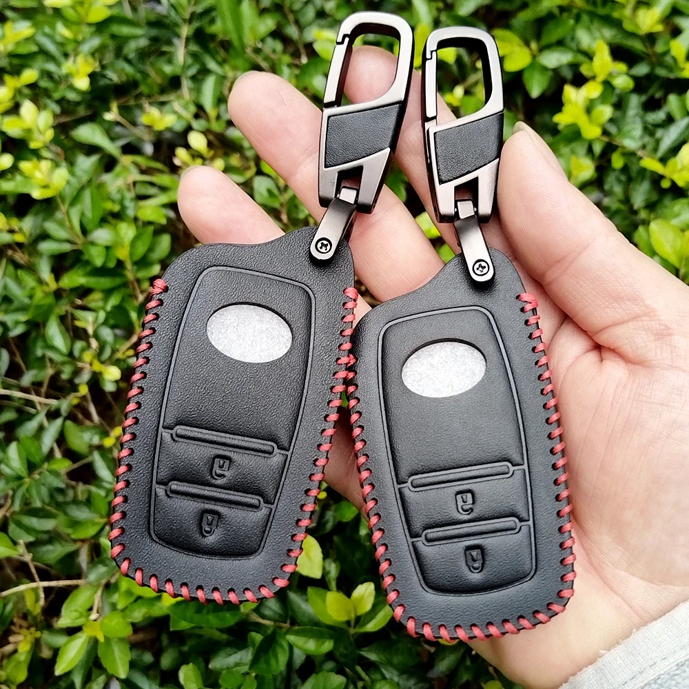 Soft Leather Car Key Cover Holder Shell For Toyota Hilux 2021 Revo Yaris RAV4 2015 Auris 2013 Innova 2 Buttons Remote Keychain