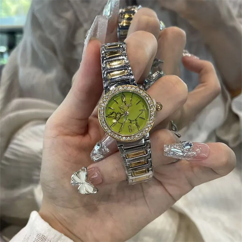 

CILOA round green temperament watch female brand workplace art 2025 new high-end high-quality waterproof fashion quartz watch