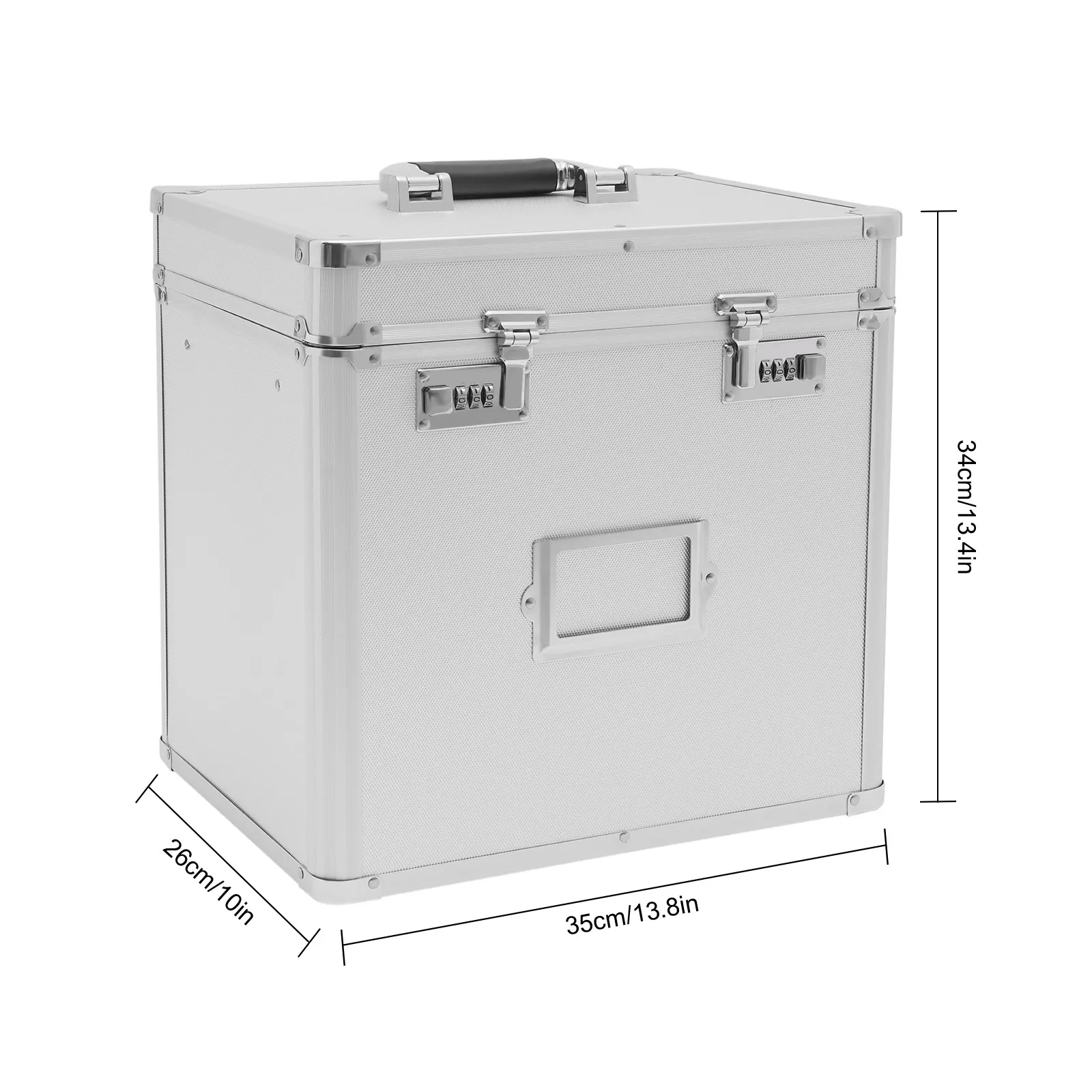 Caja de archivos de aluminio de almacenamiento seguro con cerradura de doble combinación, plateada, adecuada para varios documentos