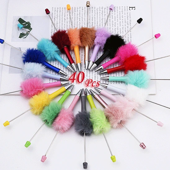 

40Pcs Newest Colour Creative Plush Ballpoint Pen Ballpoint Pen DIY ballpoint pen Gift for Student Office Supplies