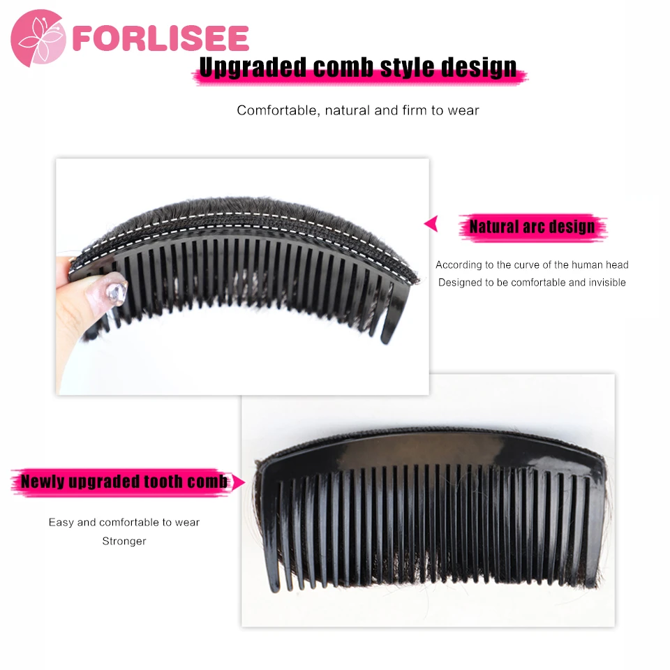 FORLISEE Synthetic Top Of The Head Fluffy Natural Hair Increase Pad Hair Comb Invisible And Traceless Pad Hair Patch