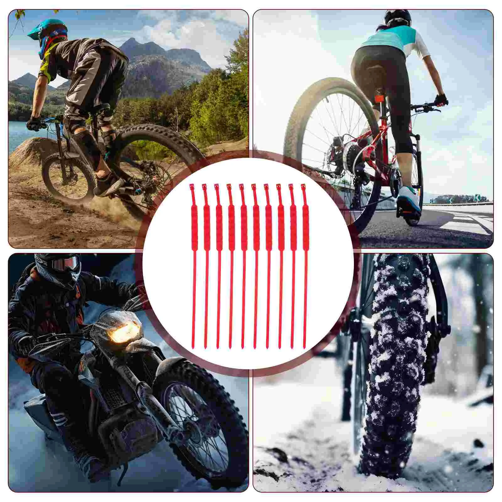 Motorcycle Tire Chains Electric Vehicle Anti-skid Snow Cables for Tires Red Nylon